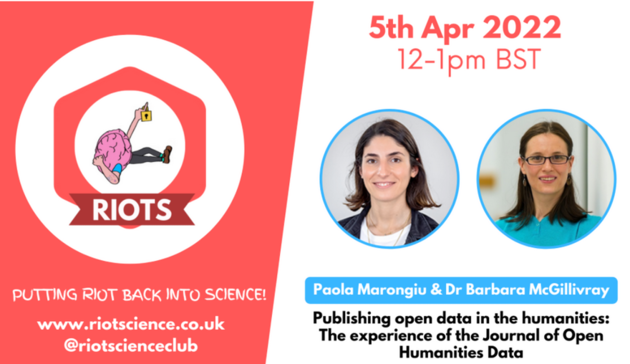 Bilde RIOT Science Club Seminar 5. april 2022 by Paola Marongiu and Dr Barbara McGillivray