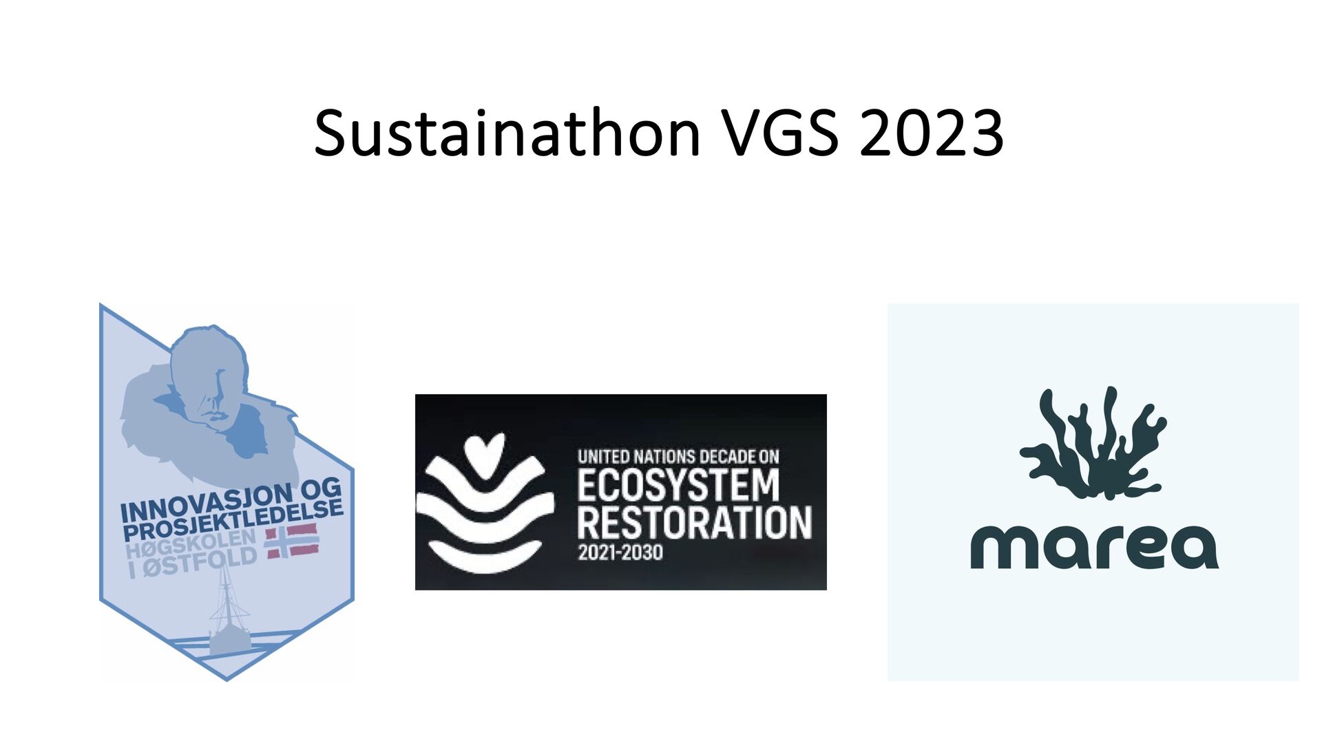 Logoene til Innovasjon og prosjektledelse, FN tiår for naturrestaurering og marea