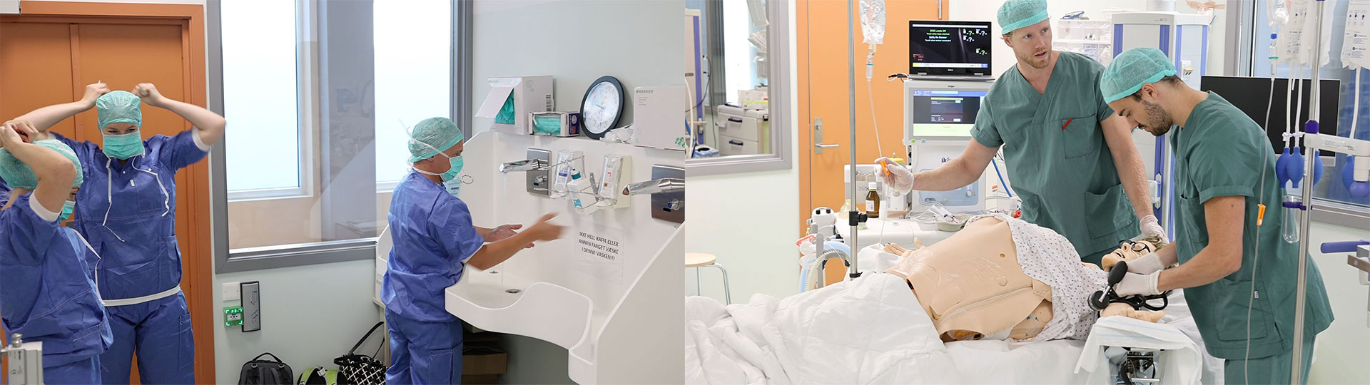 Her er to bilder som viser studenter under forberedelse til operasjon