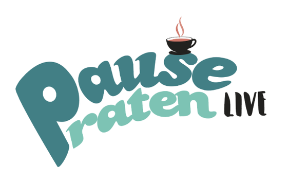 Logo med tekst: Pausepraten: Live